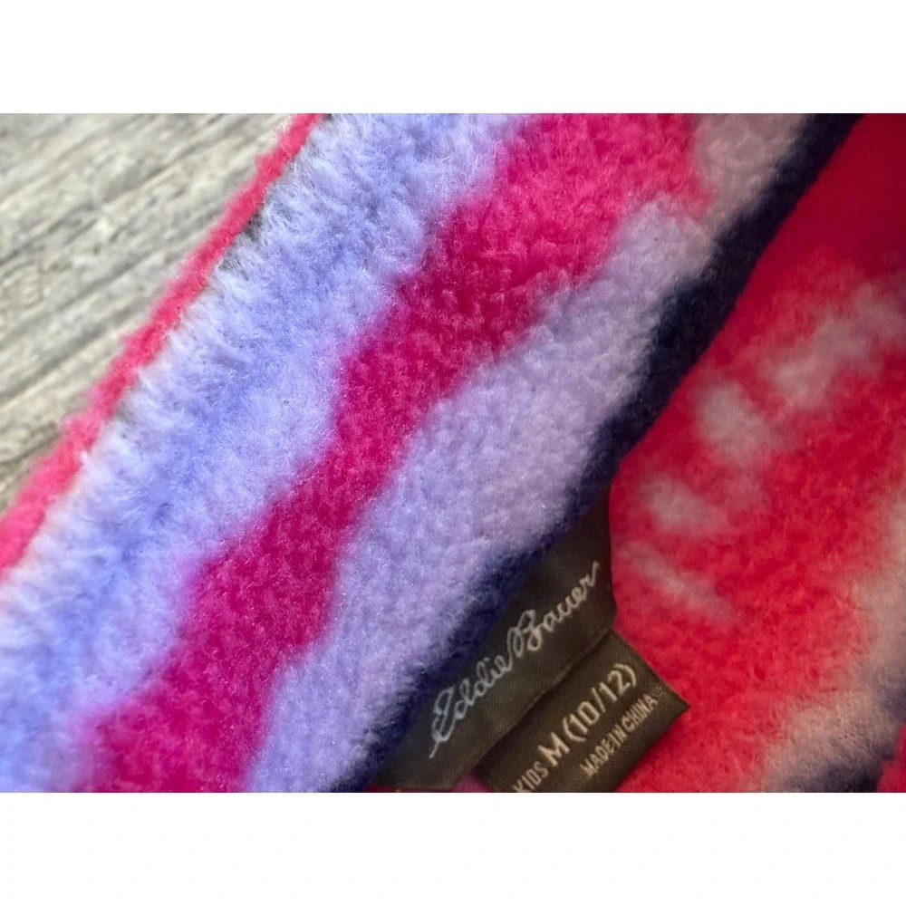Eddie Bauer Fleece Jacket Girls Medium 10 12 Stripe Full Zip Fleece Outdoor Coat